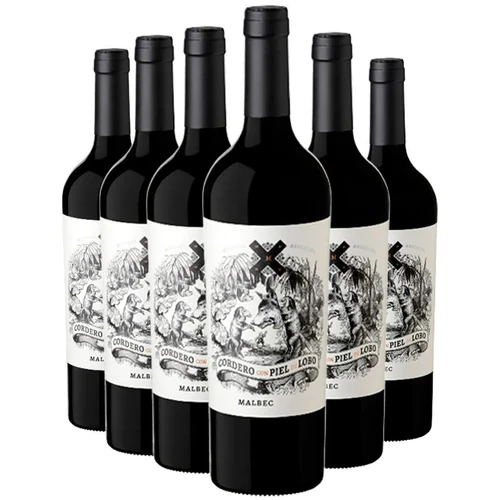 Box 6 Garrafas Cordero Con Piel De Lobo Malbec  750ml