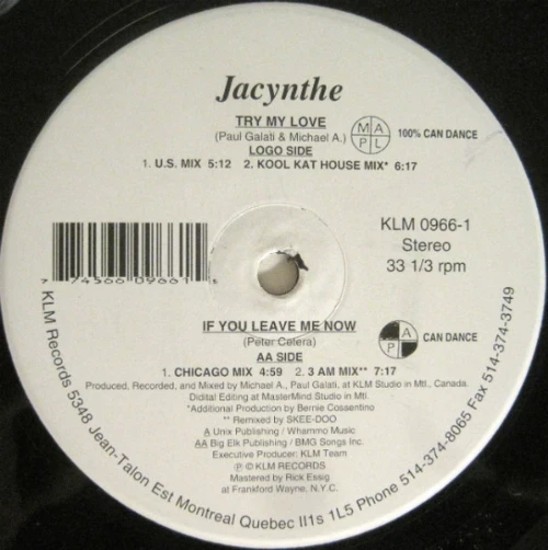Jacynthe - Try My Love - If You Leave Me Now