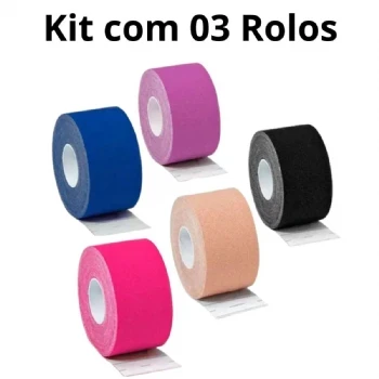 Kit 03 Fita Bandagem Elástica Funcional Kinesio Taping Dermatape