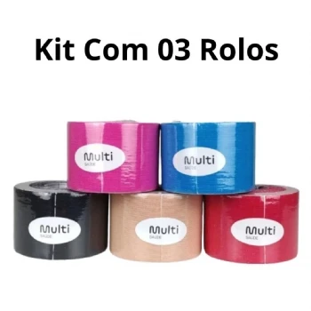 Kit 03 Fita Bandagem Elástica Funcional Kinesio Taping Muscle Fix - Mu