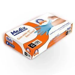 Luva Nitrilica Azul S-Talco MEDIX Cxc/100
