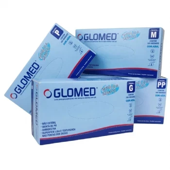Luva De Procedimento Nitrílica Sem Pó Azul C-100 Glomed