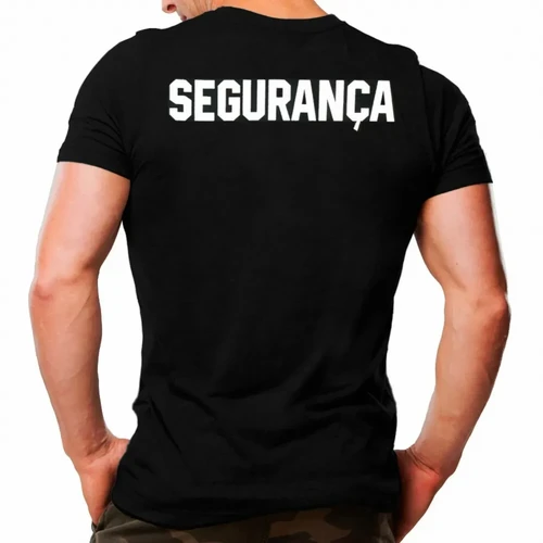 Camiseta Tática Preta - Segurança Em Branco