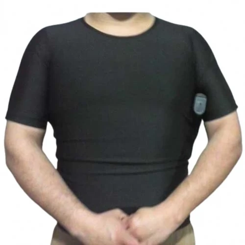 Camiseta Manga Curta Com Coldre + Porta Carregador - Masculina Preta -