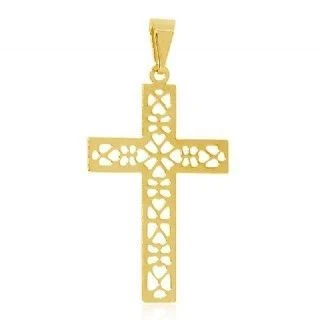 Pingente Dourado Cruz Vazado