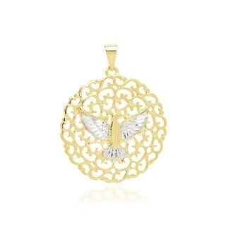 Pingente Dourado Mandala Divino Espírito Santo